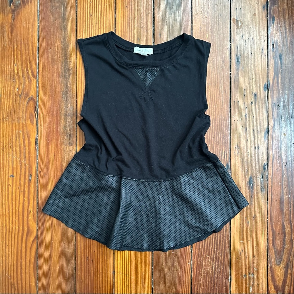 Silence & Noise pleather and cotton peplum tank XS